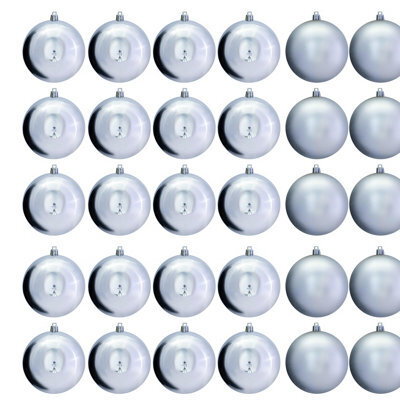 Christmas Tree World 10Cm Silver Bauble Set Shiny/matt (40 Pc) - image 1