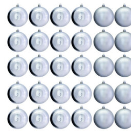 Christmas Tree World 10Cm Silver Bauble Set Shiny/matt (40 Pc) - thumbnail 3