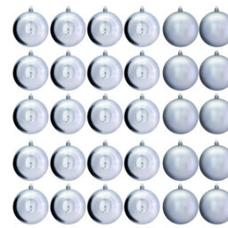 Christmas Tree World 10Cm Silver Bauble Set Shiny/matt (40 Pc) - thumbnail 1