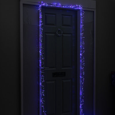 Samuel Alexander 5.5M 800 Led Ultrabrights Christmas Door Cluster Lights With Timer In Blue, Purple & White On Silver Wire - image 1
