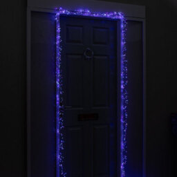 Samuel Alexander 5.5M 800 Led Ultrabrights Christmas Door Cluster Lights With Timer In Blue, Purple & White On Silver Wire - thumbnail 5