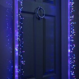 Samuel Alexander 5.5M 800 Led Ultrabrights Christmas Door Cluster Lights With Timer In Blue, Purple & White On Silver Wire - thumbnail 2