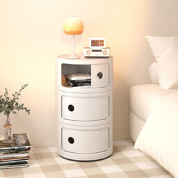 Living And Home White Cylindrical Multi Tiered Plastic Bedside Storage Drawers Unit Drawer Bedside Chest 58Cm H - thumbnail 4