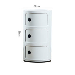 Living And Home White Cylindrical Multi Tiered Plastic Bedside Storage Drawers Unit Drawer Bedside Chest 58Cm H - thumbnail 3