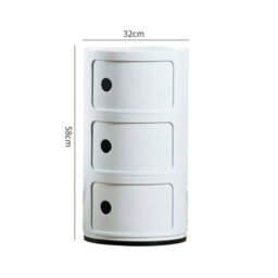 Living And Home White Cylindrical Multi Tiered Plastic Bedside Storage Drawers Unit Drawer Bedside Chest 58Cm H - thumbnail 6