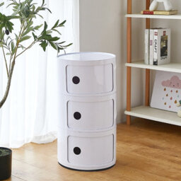 Living And Home White Cylindrical Multi Tiered Plastic Bedside Storage Drawers Unit Drawer Bedside Chest 58Cm H - thumbnail 2