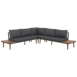Beliani Garden Corner Sofa With Table 5 Seater Corato Acacia Wood Grey - thumbnail 4