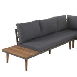 Beliani Garden Corner Sofa With Table 5 Seater Corato Acacia Wood Grey - thumbnail 6