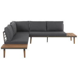 Beliani Garden Corner Sofa With Table 5 Seater Corato Acacia Wood Grey - thumbnail 5