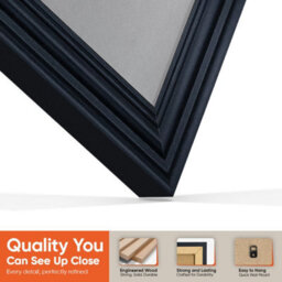 "AK Frames 25X17"" Black Swept Vinyl Record Frame With Mid Grey Mount For 12 Inch Lp Cover & Disc - Overlapped Design" - thumbnail 3