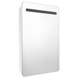 Berkfield Stylish Led Bathroom Mirror Cabinet Shining White 60X11X80 Cm - thumbnail 3