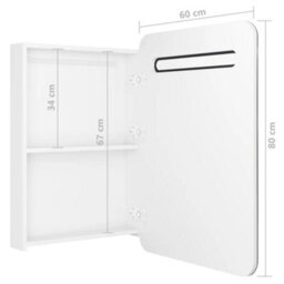 Berkfield Stylish Led Bathroom Mirror Cabinet Shining White 60X11X80 Cm - thumbnail 7