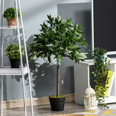 Outsunny Set Of 2 90Cm Artificial Bay Laurel Topiary Trees W/pot Fake Plant - image 1