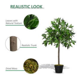 Outsunny Set Of 2 90Cm Artificial Bay Laurel Topiary Trees W/pot Fake Plant - thumbnail 5