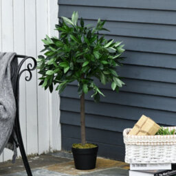 Outsunny Set Of 2 90Cm Artificial Bay Laurel Topiary Trees W/pot Fake Plant - thumbnail 7