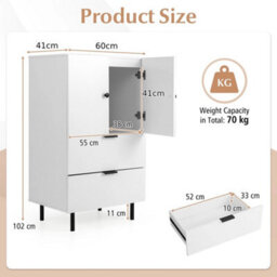 Sideboard Buffet Cabinet 2 Door Serving Cupboard With Drawers - thumbnail 2