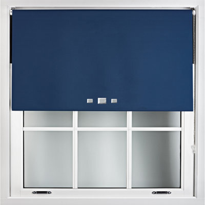 Furnished Blackout Roller Blinds With Triple Square Eyelets And Metal Fittings- Navy Blue Trimmable (W)145Cm (L)210Cm - image 1