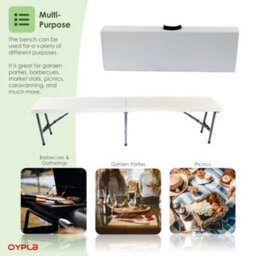 Oypla 6Ft 1.8M Folding Heavy Duty Outdoor 4 Person Trestle Bench Chair - thumbnail 4