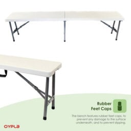 Oypla 6Ft 1.8M Folding Heavy Duty Outdoor 4 Person Trestle Bench Chair - thumbnail 6