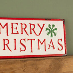 Samuel Alexander 57Cm Metal Merry Christmas Hanging Sign In Red & White With Green Snowflakes - thumbnail 5
