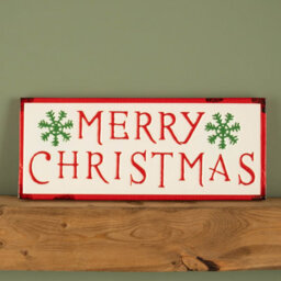 Samuel Alexander 57Cm Metal Merry Christmas Hanging Sign In Red & White With Green Snowflakes - thumbnail 4