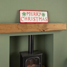 Samuel Alexander 57Cm Metal Merry Christmas Hanging Sign In Red & White With Green Snowflakes - thumbnail 2