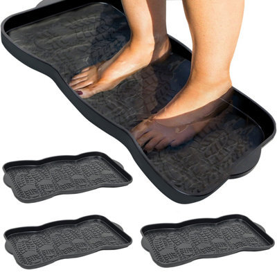 Crystals 2X Multi Purpose Plastic Shoe Tray Wellies Boots Garden Plants Pet Home Door Tray - image 1