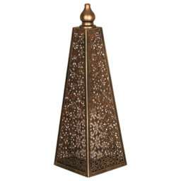 Battery Powered Moroccan Style Pyramid Lantern Lamp - Weatherproof Bronze Effect Home Or Garden Led Light - H45 X 15Cm Diameter - thumbnail 3