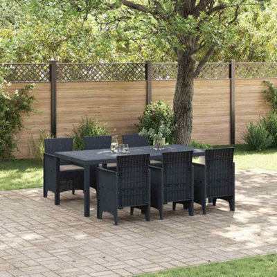 Berkfield Garden Dining Set 7 Pcs Anthracite Polt Rattan - image 1