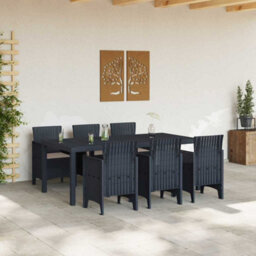 Berkfield Garden Dining Set 7 Pcs Anthracite Polt Rattan - thumbnail 3