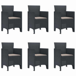 Berkfield Garden Dining Set 7 Pcs Anthracite Polt Rattan - thumbnail 5