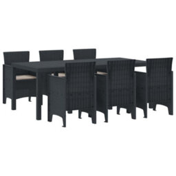 Berkfield Garden Dining Set 7 Pcs Anthracite Polt Rattan - thumbnail 2