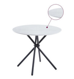 Hallowood Furniture Cullompton Small Round Dining Table (0.9M) With White Marble Effect Top And Black Metal Legs - thumbnail 8