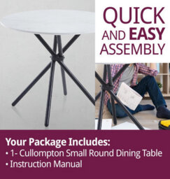 Hallowood Furniture Cullompton Small Round Dining Table (0.9M) With White Marble Effect Top And Black Metal Legs - thumbnail 7