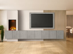 Acantha Zodiac Portrait Electric Media Wall In Concrete Effect With 4 Storage Cupboards - thumbnail 1
