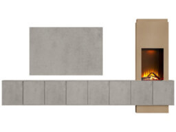 Acantha Zodiac Portrait Electric Media Wall In Concrete Effect With 4 Storage Cupboards - thumbnail 3