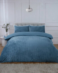 Rapport Home Chevron Faux Teddy Polyester Fleece Duvet Cover Set With Pillowcase
