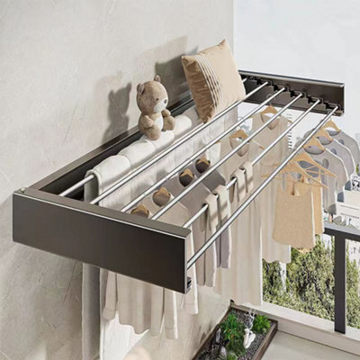 Thehotsale Iron Amd Aluminium Space-Saving Wall Mounted Towel Drying Rack In Black - image 1