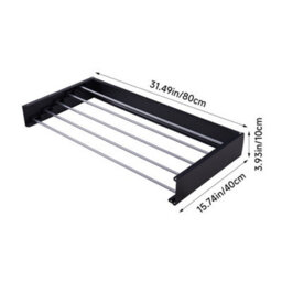 Thehotsale Iron Amd Aluminium Space-Saving Wall Mounted Towel Drying Rack In Black - thumbnail 8