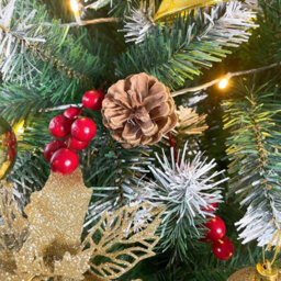 Neo 2.1 M 7 Ft Christmas Xmas Tree Flocked Snowy Effect Fake Pine Cone Red Berries Metal Stand Flocked Tips - thumbnail 6