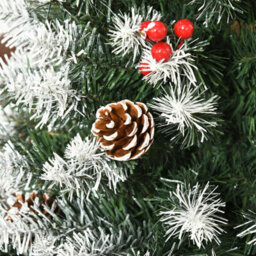 Neo 2.1 M 7 Ft Christmas Xmas Tree Flocked Snowy Effect Fake Pine Cone Red Berries Metal Stand Flocked Tips - thumbnail 4