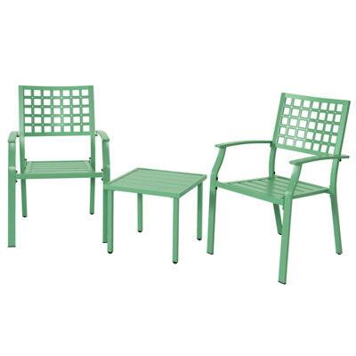 Avestar 3-Piece Patio Bistro Set, 2 Metal Stackable Chairs And Square Side Table, Good Ventilation And Slatted Design - image 1