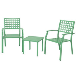 Avestar 3-Piece Patio Bistro Set, 2 Metal Stackable Chairs And Square Side Table, Good Ventilation And Slatted Design - thumbnail 1