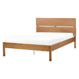 Beliani Bed Wood Boisset 140 X 200 Cm (Eu Double) Dark Brown - thumbnail 1