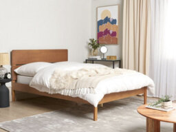 Beliani Bed Wood Boisset 140 X 200 Cm (Eu Double) Dark Brown - thumbnail 2