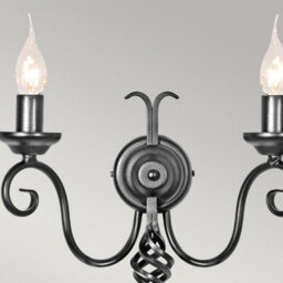 Luminosa Lighting Elstead Harlech 2 Light Indoor Candle Wall Light Black With Shade - thumbnail 3