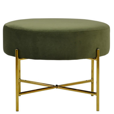 Lakeland Furniture Avon Olive Green Velvet Gold Leg Foot Stool - image 1