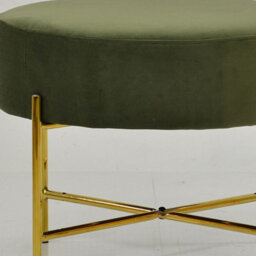 Lakeland Furniture Avon Olive Green Velvet Gold Leg Foot Stool - thumbnail 5