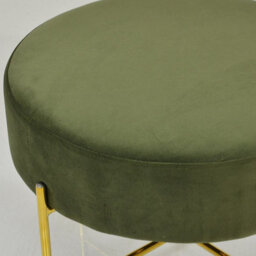 Lakeland Furniture Avon Olive Green Velvet Gold Leg Foot Stool - thumbnail 6