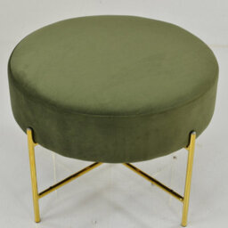Lakeland Furniture Avon Olive Green Velvet Gold Leg Foot Stool - thumbnail 4